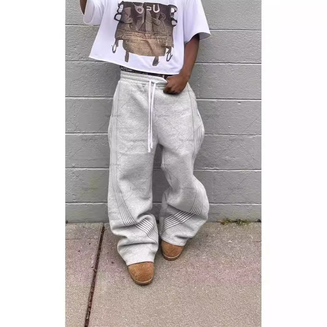 New Fashionable and Versatile Mens Ins Trendy Brand Loose Straight Tube Large Mens Pants for High Street Casual Sports Pants 250827