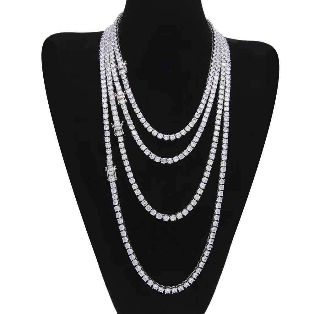 Uwin 3mm 4mm Real 925 Sterling Silver VVS D Color Moissanite Diamond Tennis Chain Bracelet Anklet Necklace Fine Jewelry