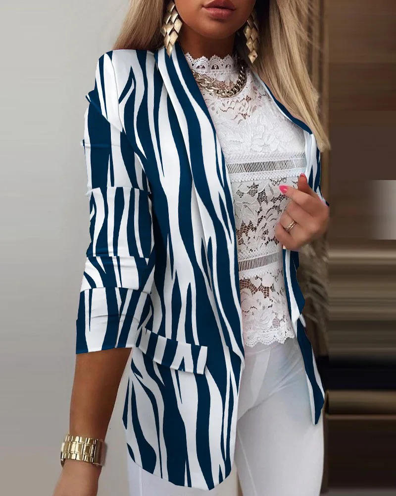 Casual long sleeved suit outerwear for office ladies in spring and autumn fashion lapel womens jacket 2023 250407