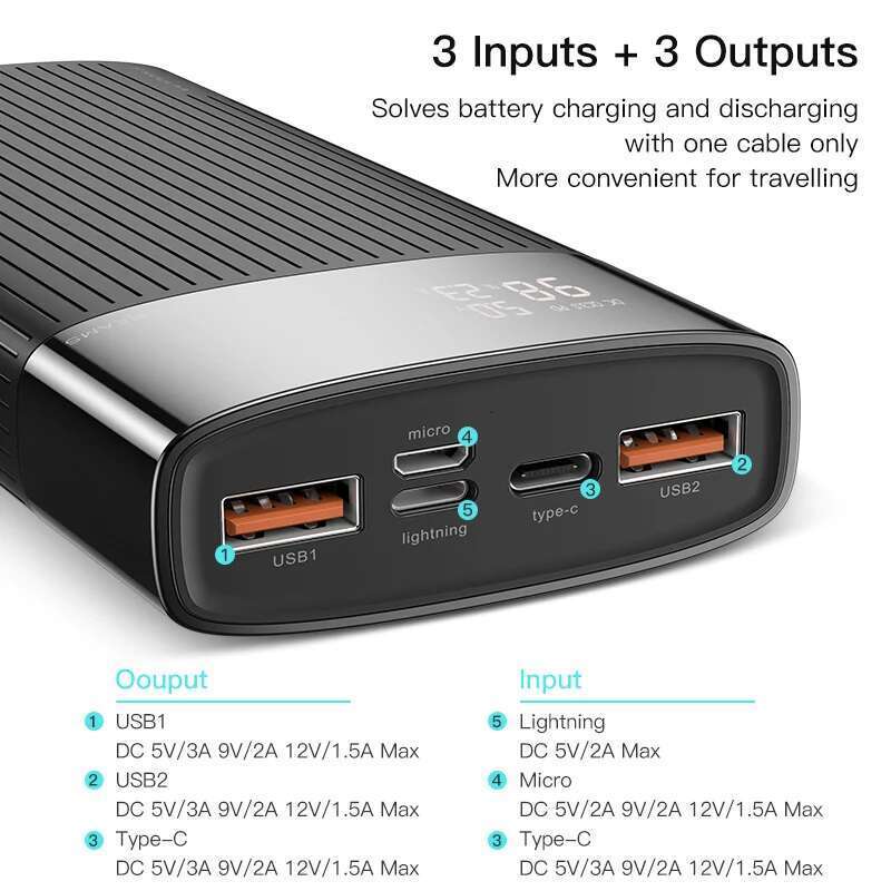 Power Bank 20000mAh QC PD 3.0 PoverBank Fast Charging PowerBank 20000 mAh USB External Battery Charger