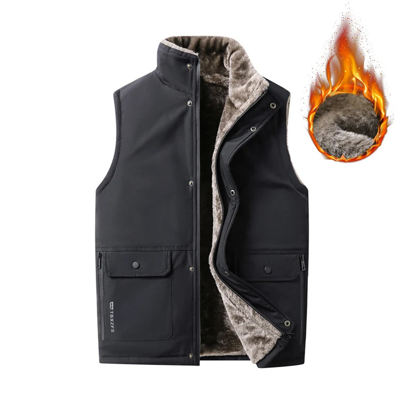 Mens Sleeveless Coat Fur Fashion Male Warm Waistcoat Fleece Vest Men Fleece Casual Pographer Work Outerwear Clothing 251105