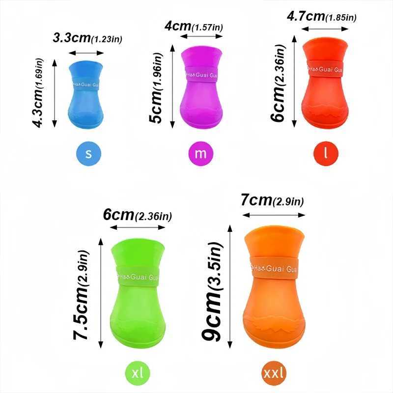 New Arrival 4 pieces/set of pet waterproof rain boots and non slip rubber boots used for Chihuahua outdoor shoes socks dog ankle boots pet accessories