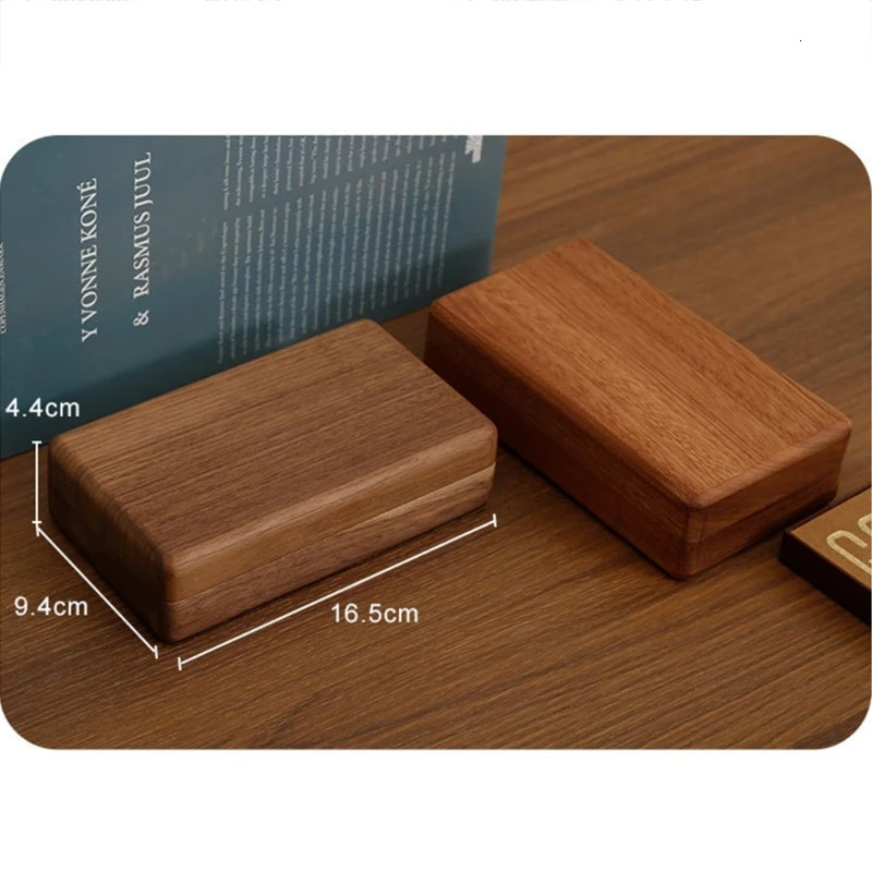 R2LE Portable Flannelette Jewelry Storage Box High-end Luxurious Black Walnut Vintage Necklace Earrings Portable Travel Case 250409