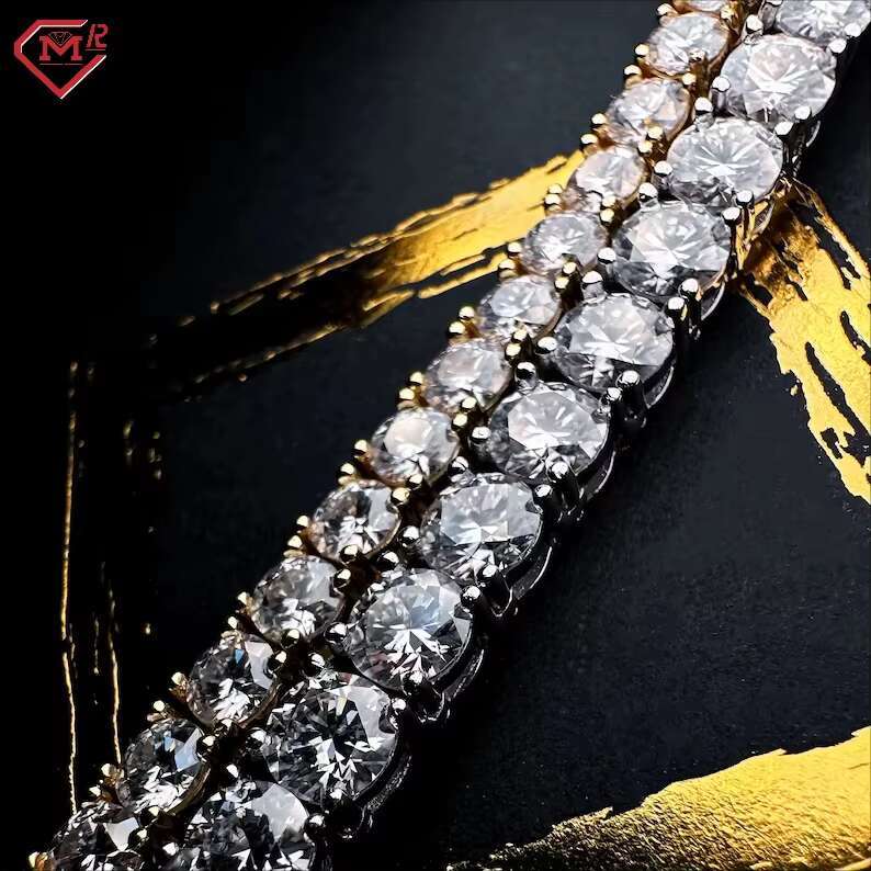 Hiphop Tennis Chain Moissanite Custom Jewelry Necklace 925 Sterling Silver Iced Out 6mm Moissanite Tennis Chain