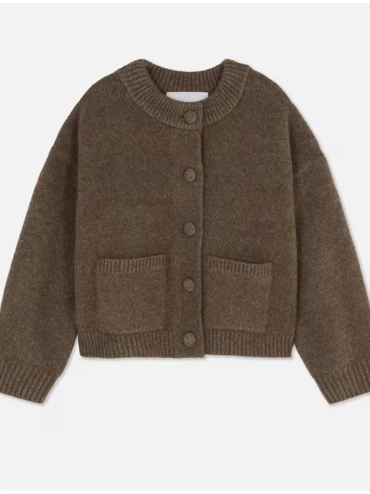 Casual Solid Knitted Sweater Women Street Single Breasted Oneck Full Sleeve Loose Open Stitch Female Autumn Lady Knitwear 251103