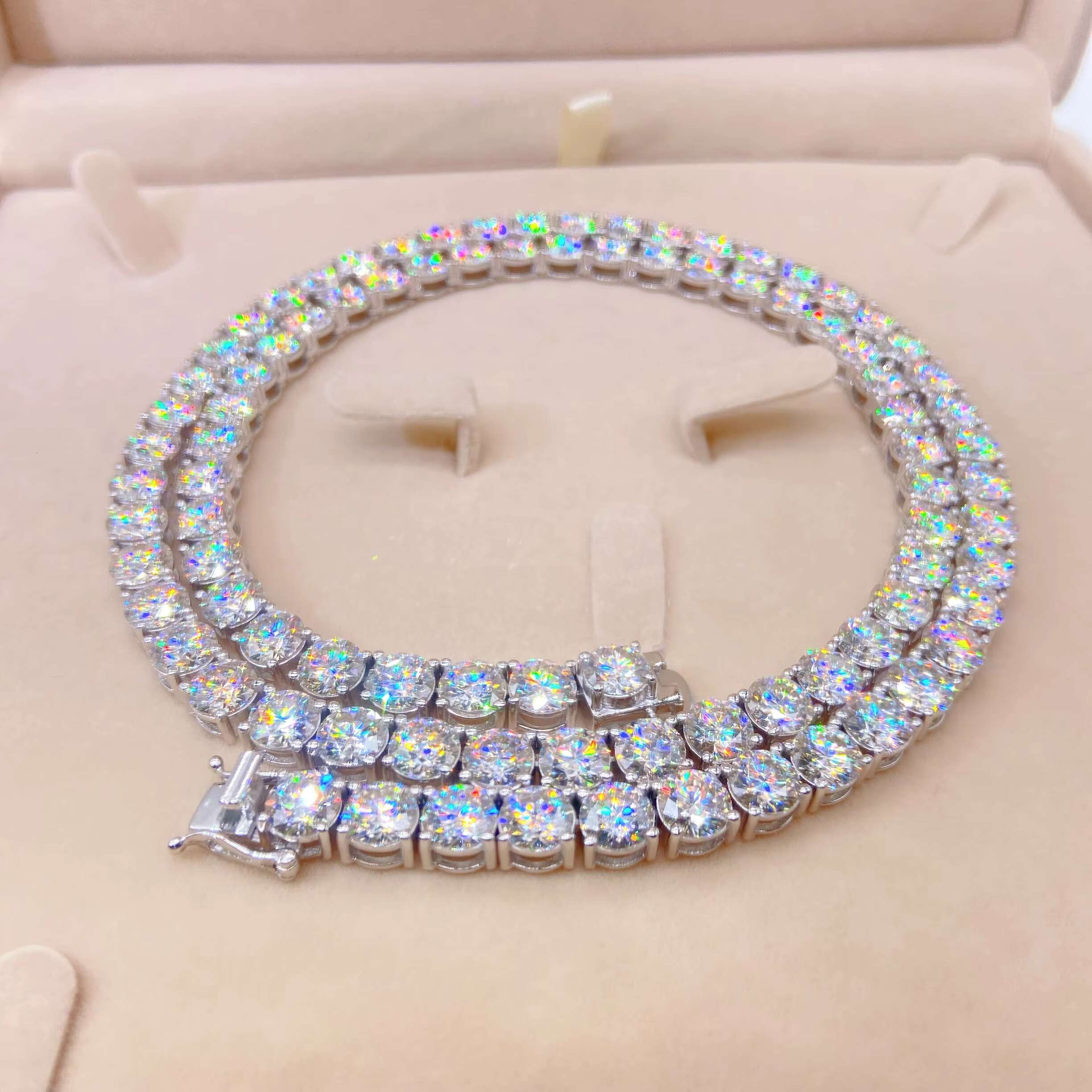 5mm Width Silver 925 Chain Real Gold Plated Hip Hop Jewelry Vvs Moissanite Diamond Tennis Chain