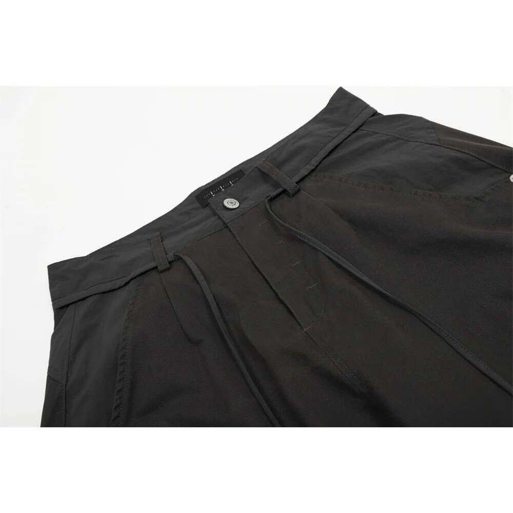 Patchwork Casual Mens Summer High Street Loose Wide Leg Scimitar Pants Men Trousers