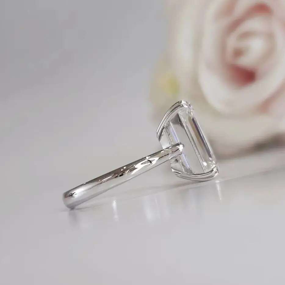 5Ct Emerald Diamond Engagement Ring CVD Lab Grown Diamond E VVS2 IGI CERTIFIED 14k White Gold Wedding Ring For Woman