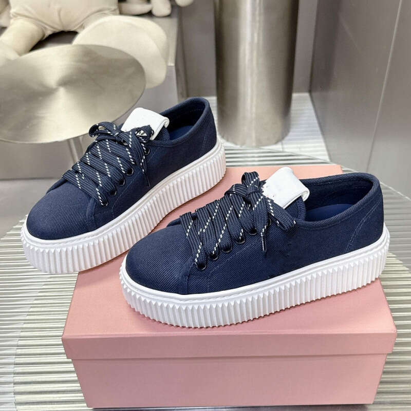 Liu Haocun Same Style Versatile Casual Thick-Soled Height-Increasing Lace-Up Slip-On Lazy Closed-Toe Half Slippers Biscuit Canvas Shoes