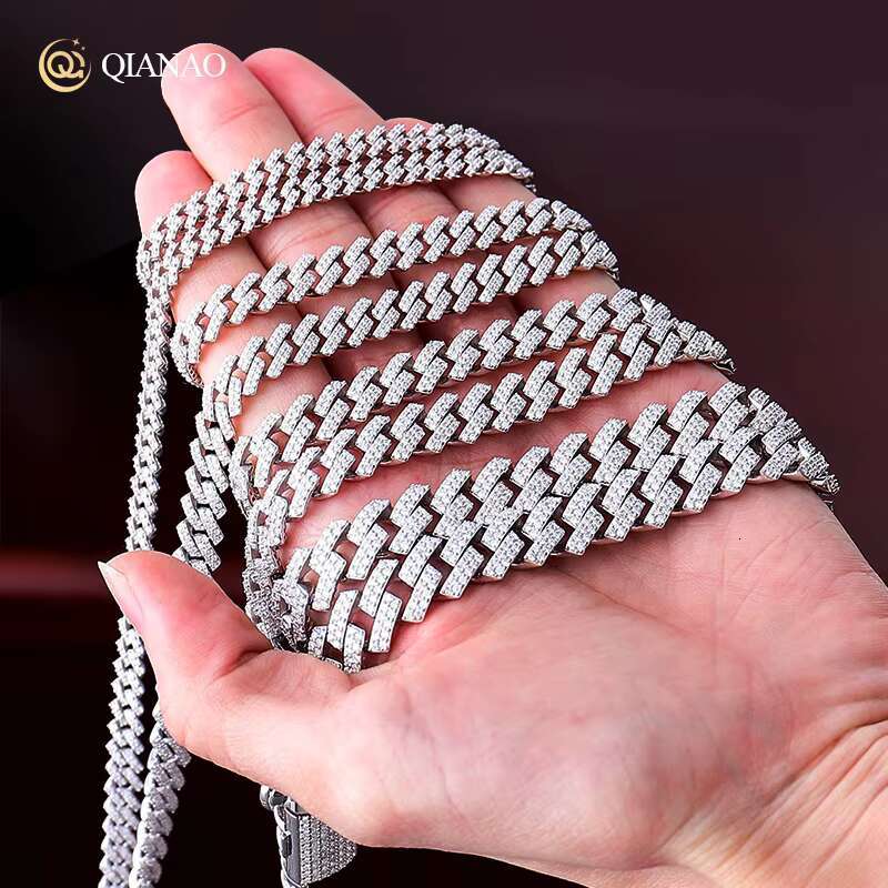 High Quality Solid Cuban Hip Hop Jewelry 8mm 925 Silver VVS Moissanite Diamond Iced Out Cuban Link Chain Bracelet for Men