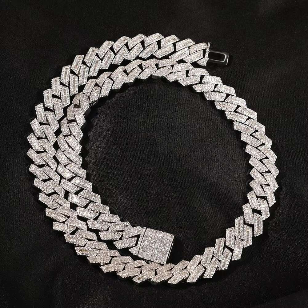16 18 20 inch sier gold-plated hip-hop necklace with Cuban chain for men