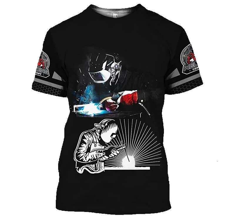Haraku men's short sleeved round neck T-shirt, oversized casual top, unisex streetwear, welder 3D printing, summer fashion, Y2K