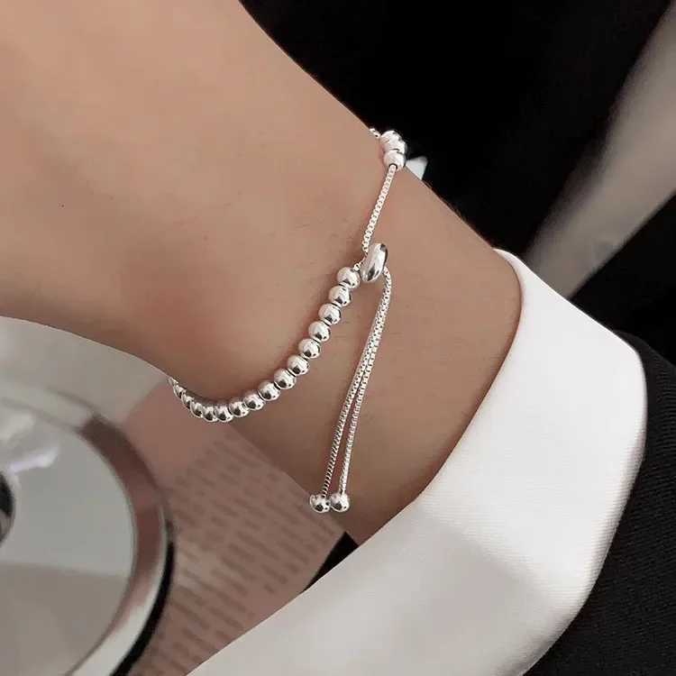 925 Sterling Silver Beautiful Bead Bracelets For Women Korean Fashion Designer Adjustable Bead Bracelet Luxury Original JewelryT251110