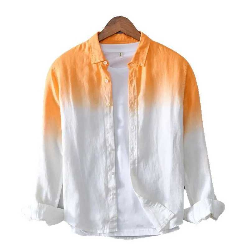 Spring and Autumn casual long sleeved collar shirt 3D printed light colored mens fashionable linen shirt XS-6XL X250410