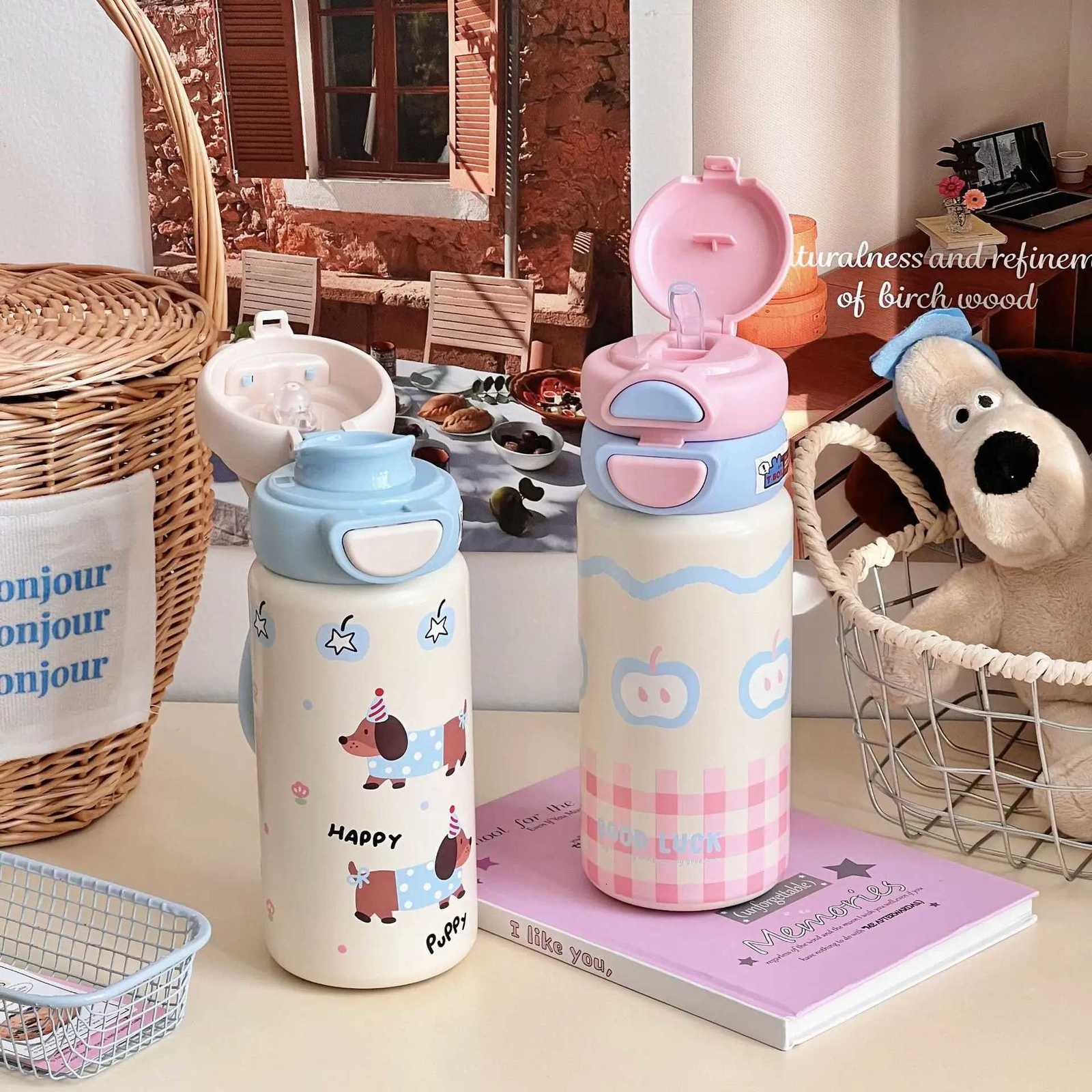 Fashionable cup Cartoon childrens double layered water cupHot Water Cup tra Portable Versatile Design For Travel Unique Birthday Gifts Y251110