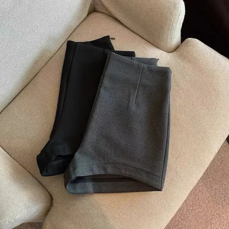 Womens black gray shorts set Pantalones Cortos De Mujer autumn ultra-thin high waist wide leg shorts for women Y2k 250410