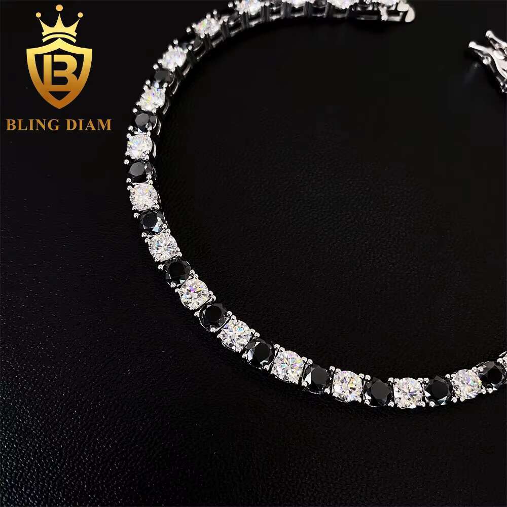 Fashion Bling Rhinestones Jewelry Pass Diamond Tester 4mm 925 Sterling Silver VVS Moissanite Iced Out Bracelet