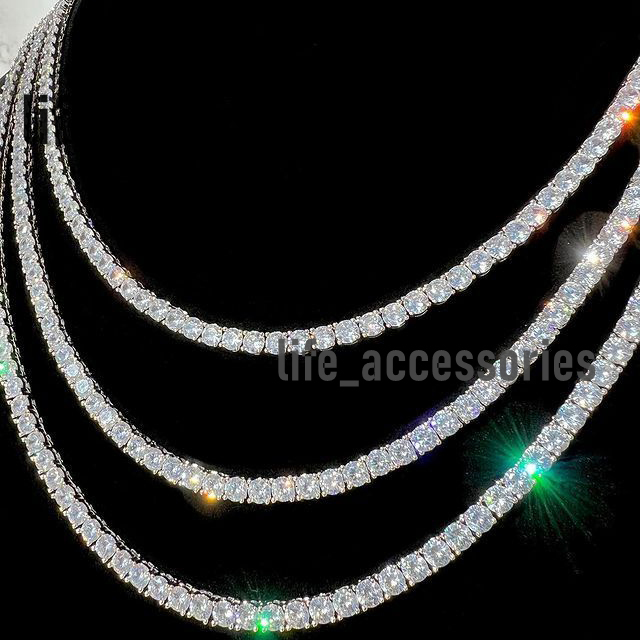 Non Tarnish Waterproof Jewelry PVD Gold Plated Stainless Steel VVS Moissanite Diamond Classic Tennis Bracelet Chain Necklace