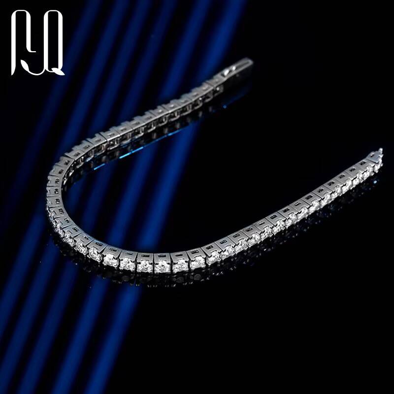 PYQ 3mm 4mm Womens 925 Sterling Silver Tennis Chain Bracelet with Spring Clasp VVS GRA Round Mossanite Moissanite Bulk Jewelry