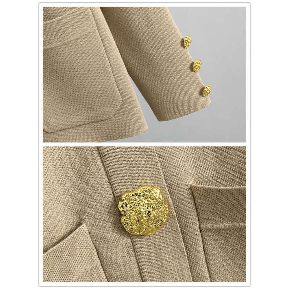 Fall Winter Women's Knit Sweater Sets Large Gold Button V-Neck Cardigan Coats Conjunto High Waist Baggy 95Cm Wide Leg Pants Suit