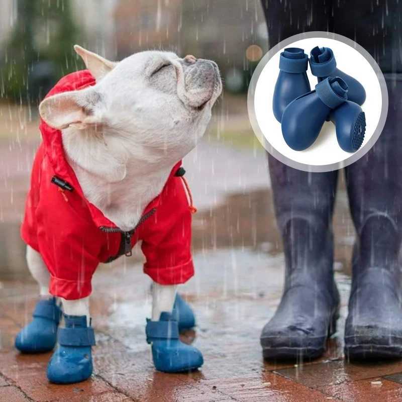 New Arrival 4 waterproof pet cat rain boots anti slip silicone pet dog rain boots outdoor rubber boots suitable for small medium and large dogs Z25041