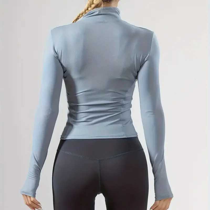 Yoga jacket short sleeved sports jacket womens fitness clothing weight loss body sculpture zipper yoga jacket outdoor sports long sleevedXJ250410