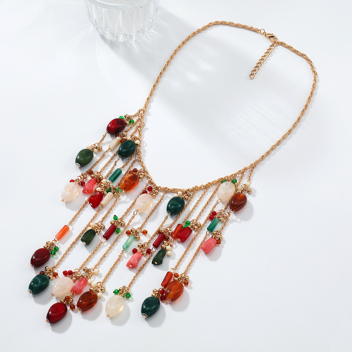 Fashionable Beach Natural Style Necklace Summer Tassel Long Necklace Woven Design Collarbone Chain