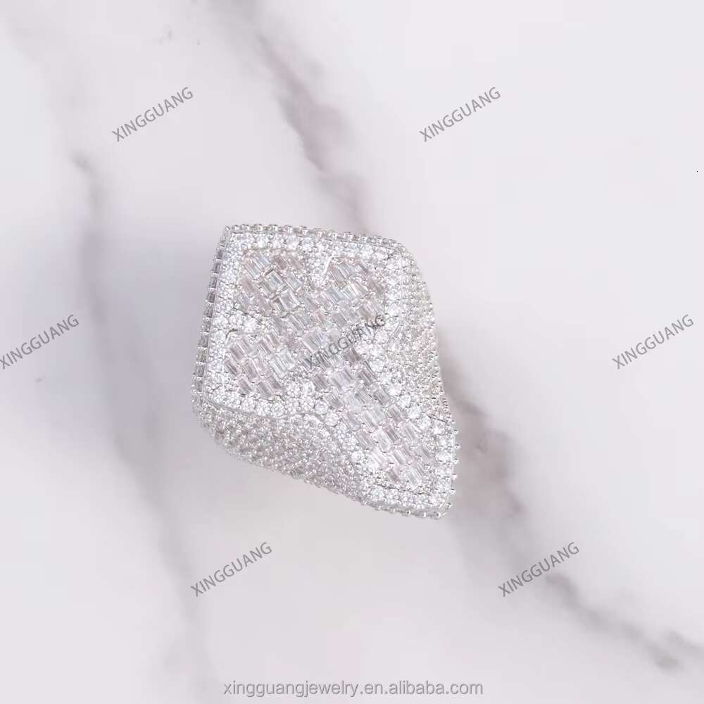 Hot Fashion VVS Moissanite Cross Ring Hip Hop Style Iced Out 925 Silver Baguette Diamond Cuban Link Cross Cuban Rings for Men