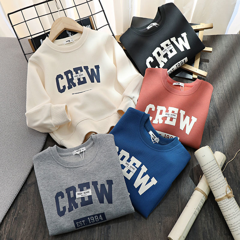 GS- Ddmyshoesvip Cotton Clothing Boys Letter Printed Hoodie Large Children S Loose Versatile Casual Western Style T Shirt Spring And Autumn Thin Top