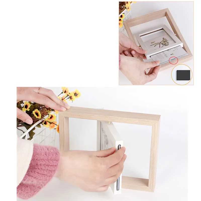 Creative wooden double-sided rotating desktop display photo frame L251110 H260306