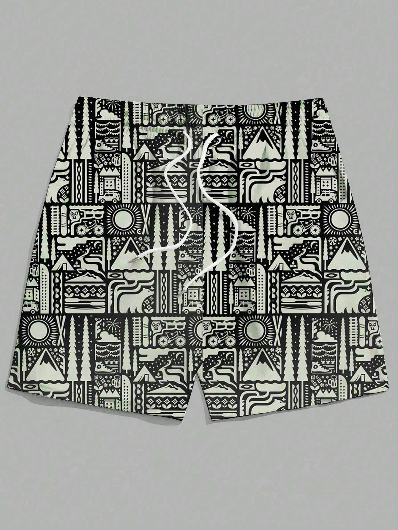 Mens summer shorts casual sports shorts 3D ethnic pattern retro printing Harajuku street hip-hop shorts Hawaiian shorts X250410