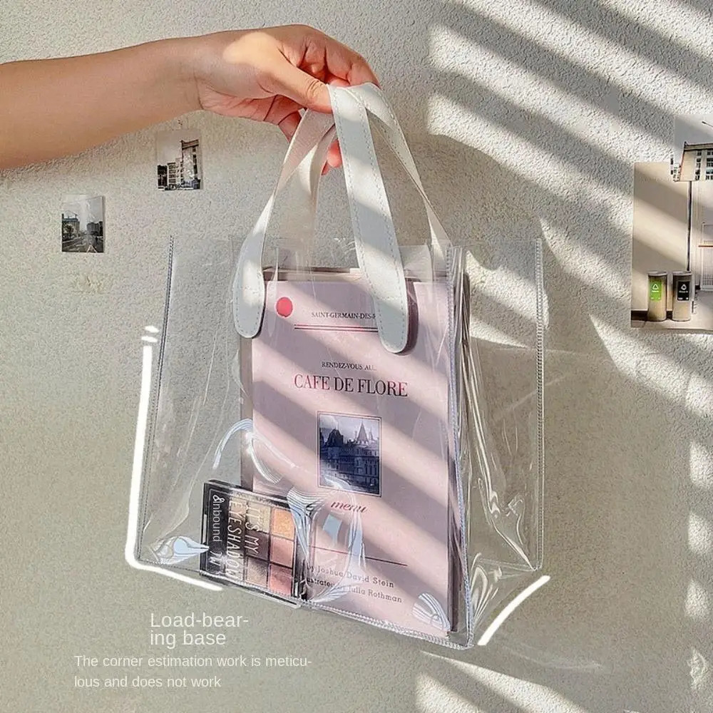 1PC Clear Tote Bag Transparent Shopping Bags Shoulder Handbag PVC Waterproof Storage for Gift Cosmetic Plastic Hand 251110