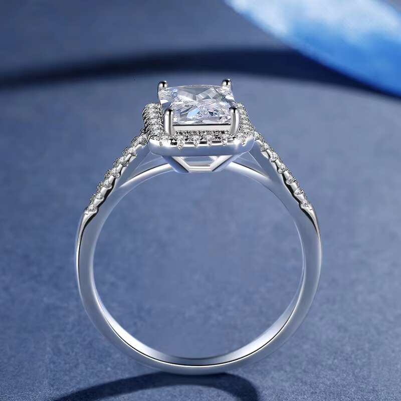 Crown Mosan Stone Platinum Ring Diamond Engagement Wedding Couple Diamond Ring Cross Border Wholesale Large Hand Jewelry