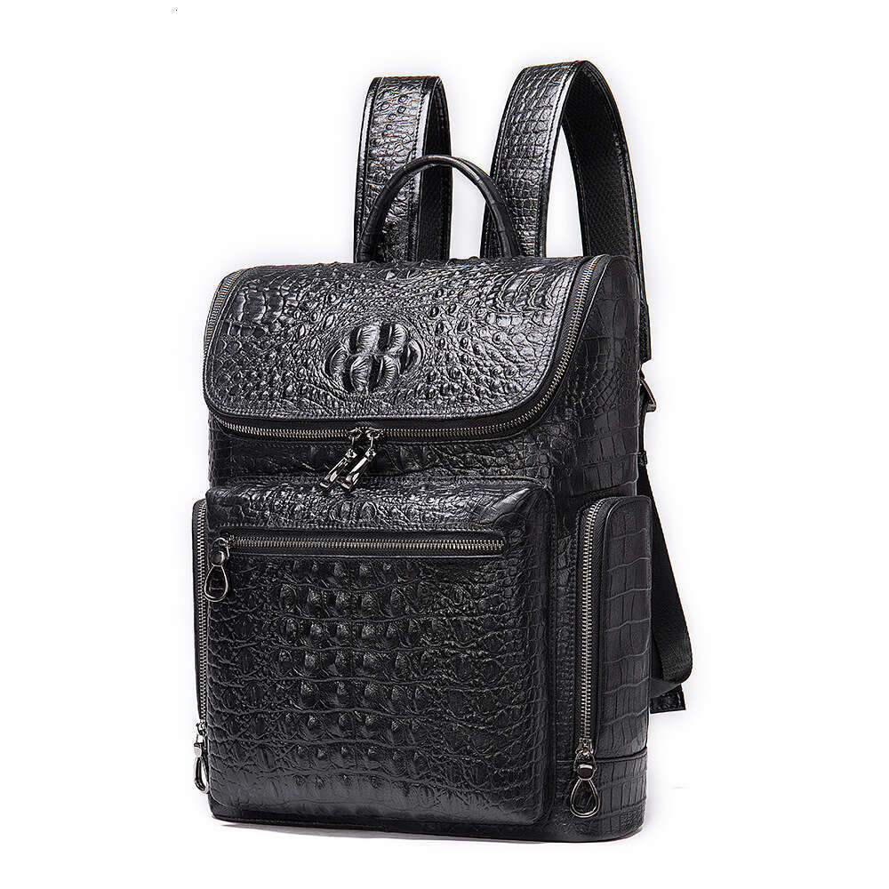 Border New Crocodile Pattern Genuine Leather Men S Bag Casual Fashion Trend Cowhide Travel Backpack High Quality