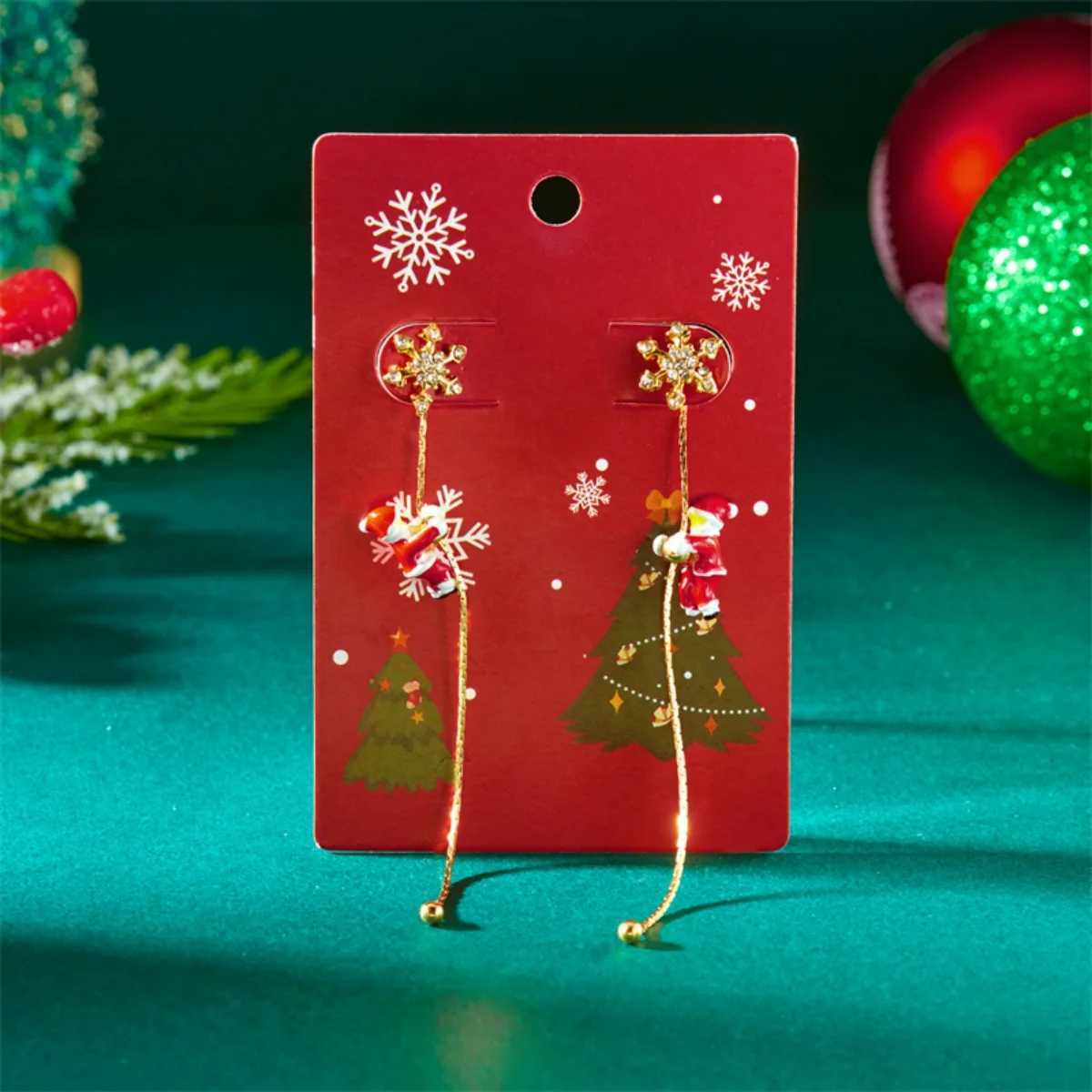 Creative Christmas Earrings Crawling Santa Claus Xmas Hat Gloves Candy Snowflake Star Fringe Dangle For Women Men Party Jewelry J251110