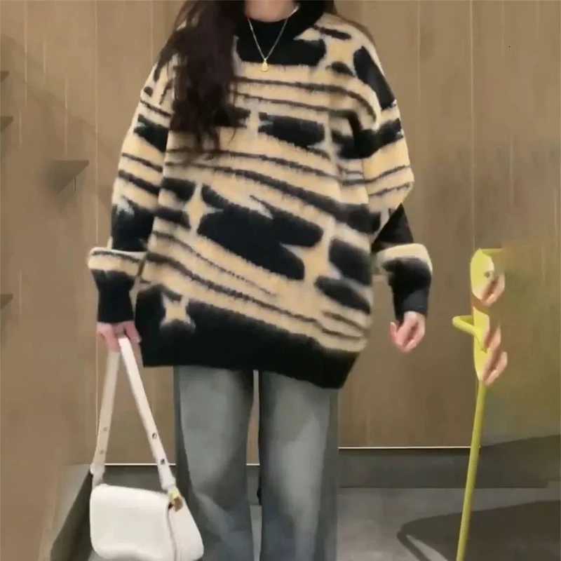 Fashion American Lazy Retro Style Star Pullovers Collision Color Womens Autumn and Winter Trend Versatile Student Knitting Sweaters Y251110