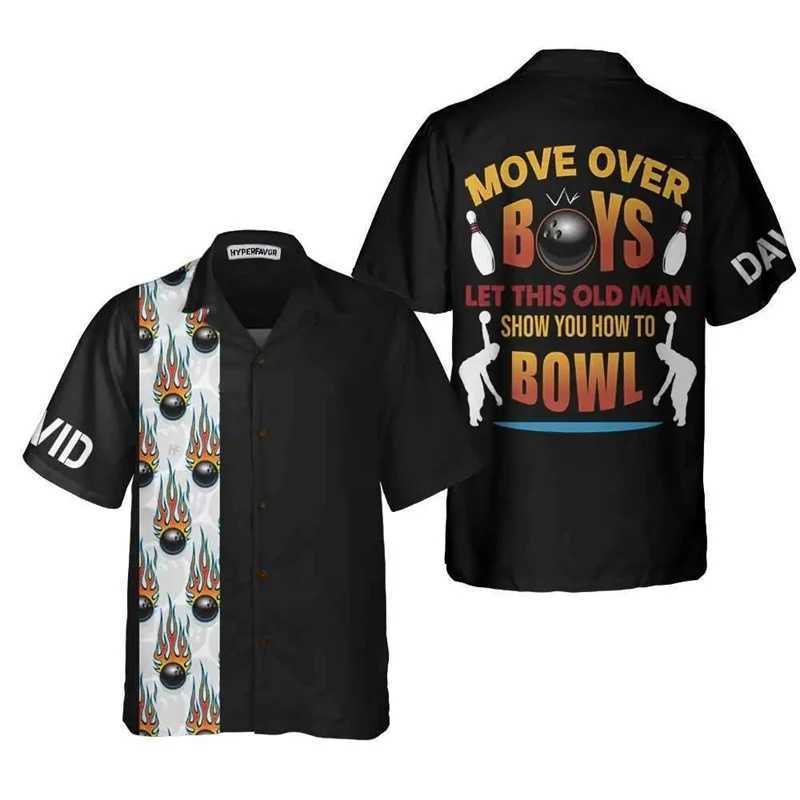 2024 New Hawaii Mens Classic Street Retro Bowling Pattern Mens Extra Large T-shirt Womens Shirt X250410