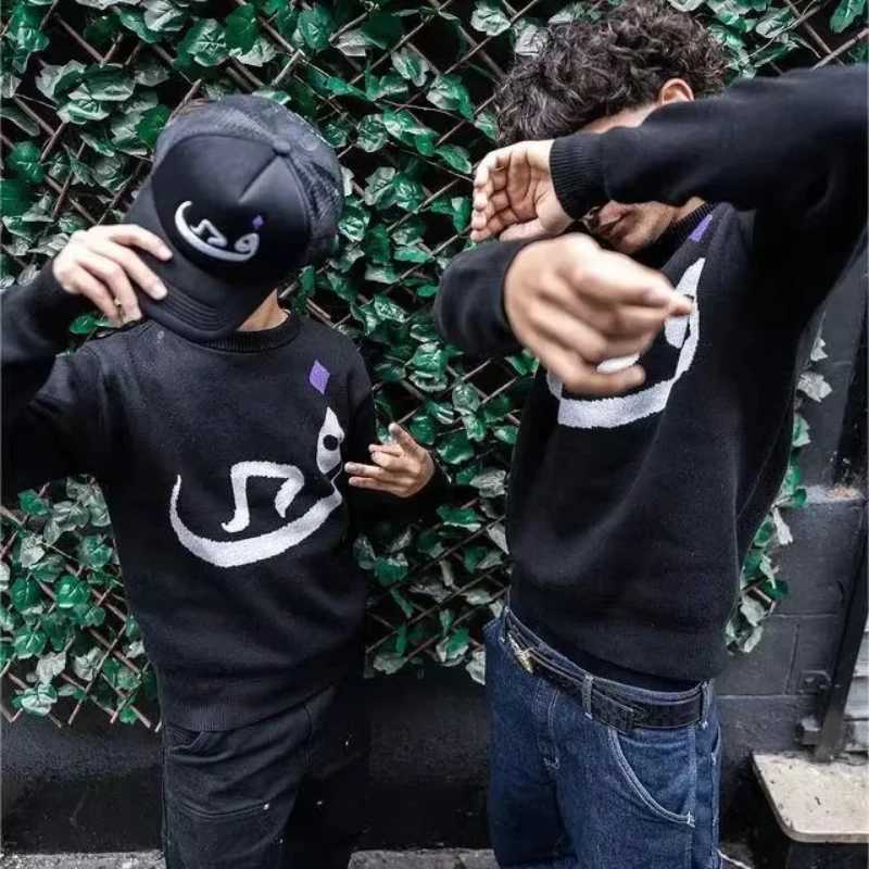 Fashion Mens Vintage Knitwear Y2K Creative Sweaters Winter Harajuku Oversized Pullover Sweater Unisex Aesthetic Clothes Teens Women Top Y251110