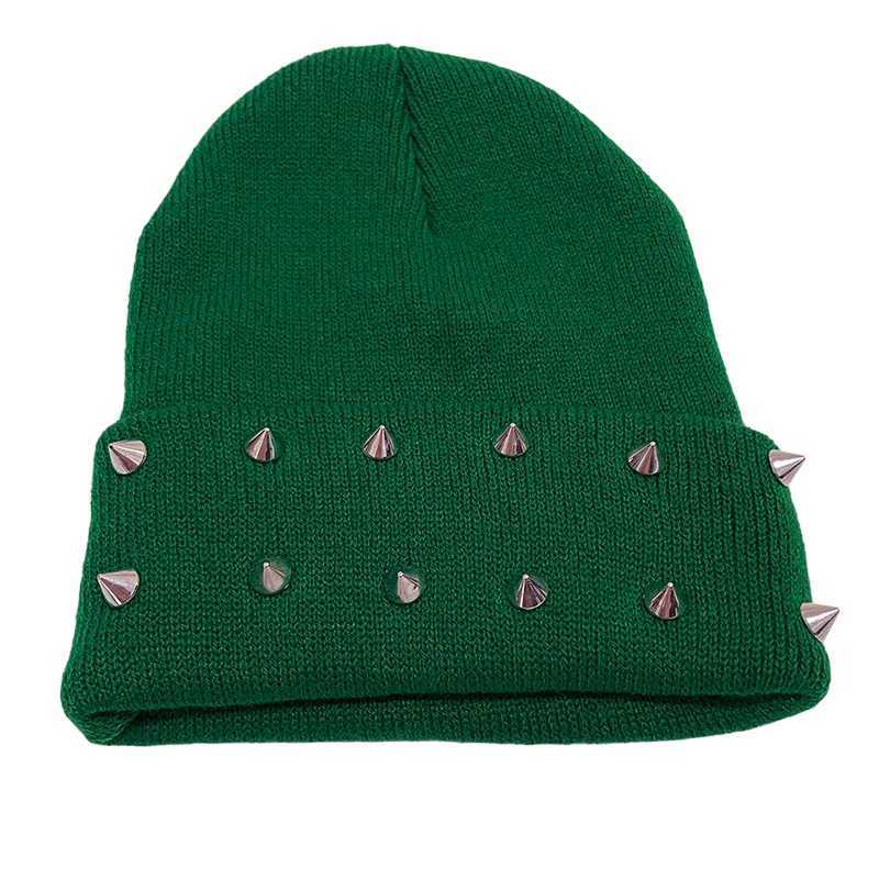 Punk Rivet Beanie Unisex Winter Skull Cap Stretchable Soft Warm Plain Knit Hat for Street StyleXJ251110
