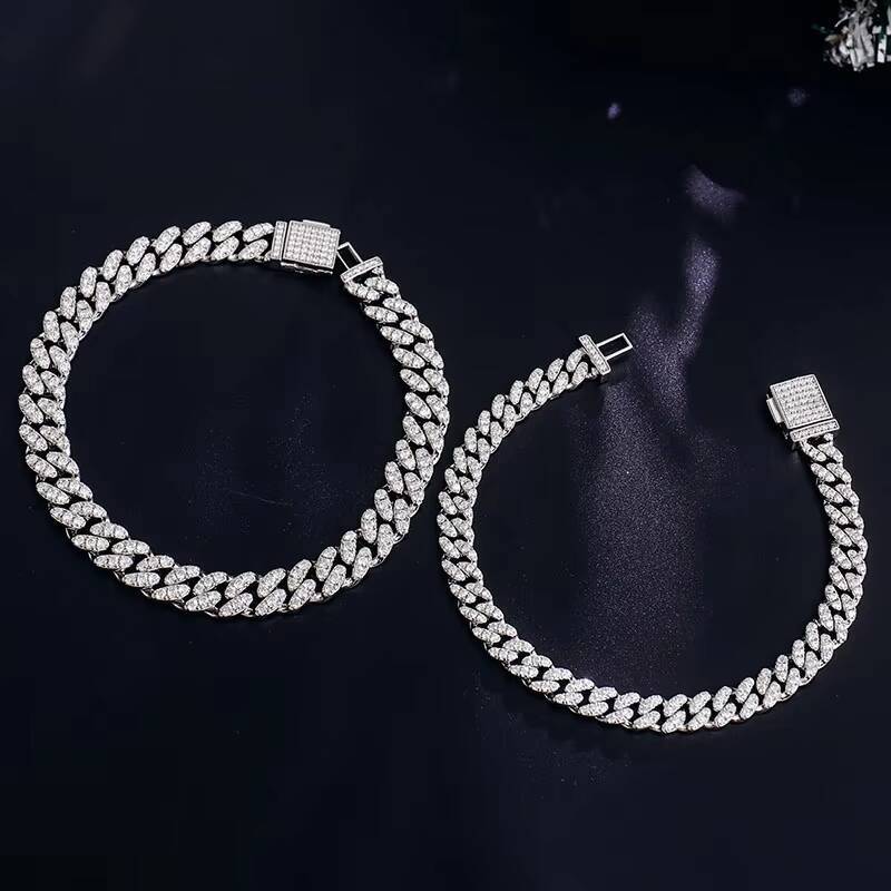 Miami Cuban Link 7-9 Inches Moissanite Diamond Chains Cuban Link Bracelet 925 Moissanite Chain Iced Out Jewelry Bracelet Men