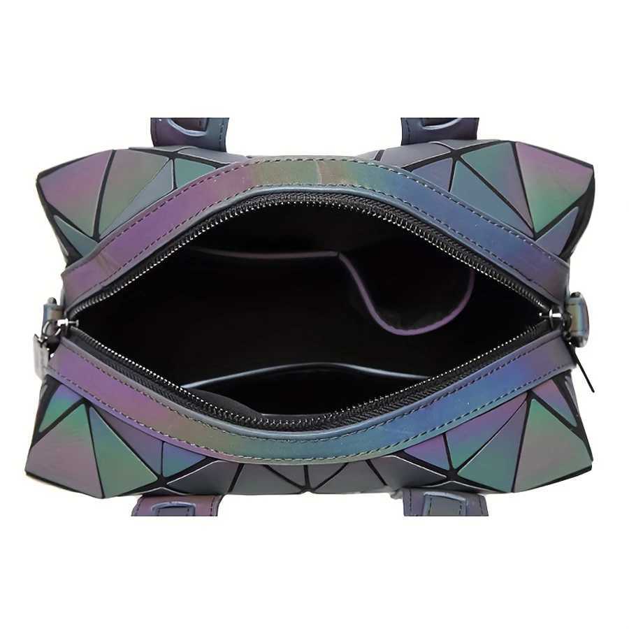 Ladies geometric diamond handbag luminous shoulder bag large-capacity Boston bag foldable women shoulder crossbody bag K251110