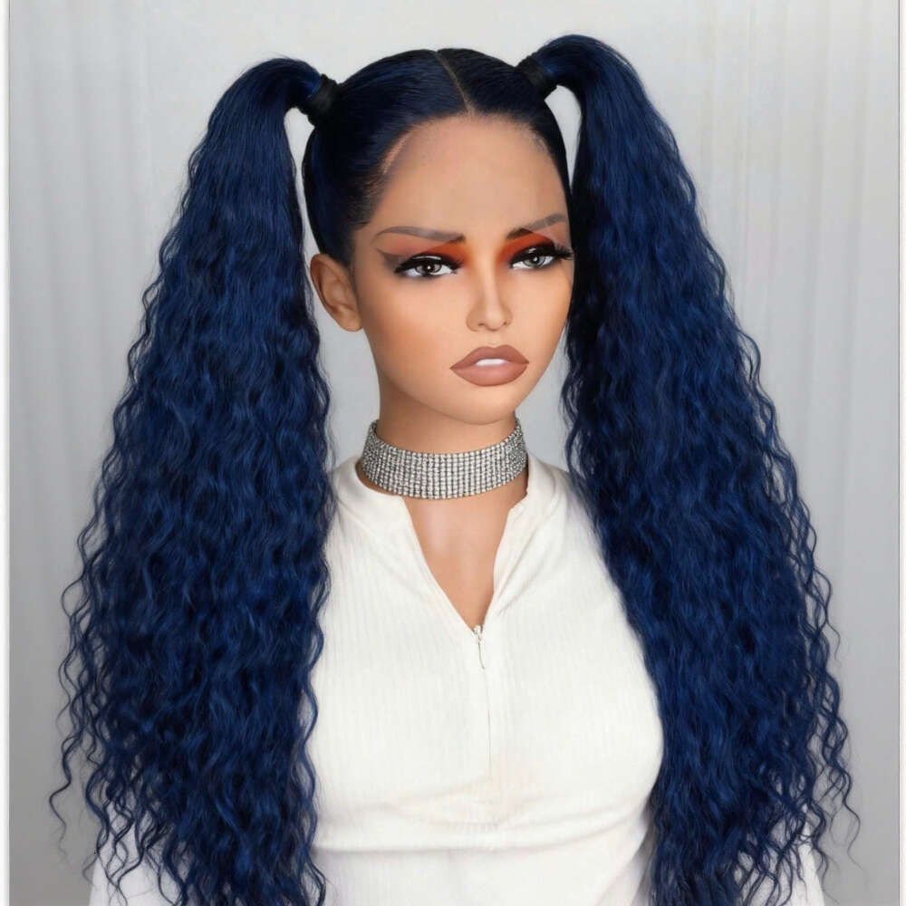 Brazilian Virgin Human Wig - 13X4 HD Transparent Front Closure, Pre Plucked No-Knots Kinky Curly 250% Density Deep Colored Brown Roots & Baby Hair Lac