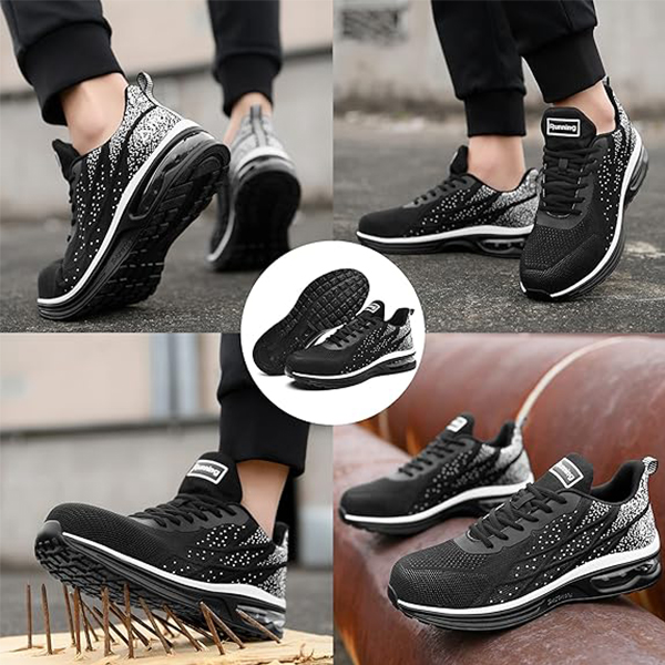 Designer Shoes HiHatide Steel Toe Shoes for Men Work Shoes Safety Sneakers Air Cushion Lightweight Slip Resistant Breathable Comfortable