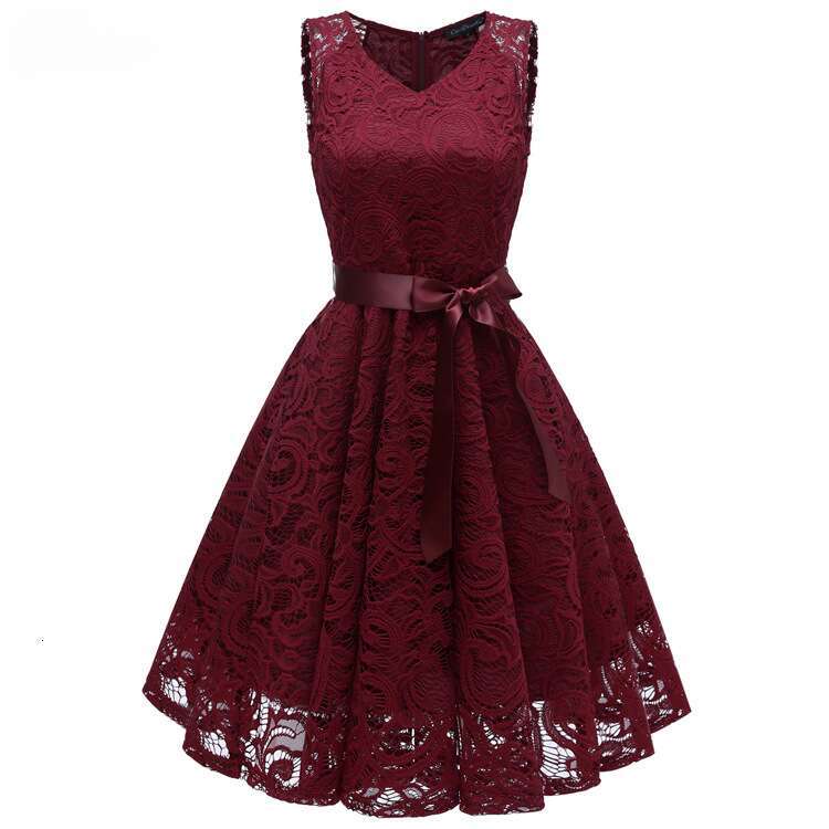 Spring Bridesmaid Hot Selg V-neck Sexy Big Swing Lace Women's Dress 2025 New Casual Fashion Trendy Clothing