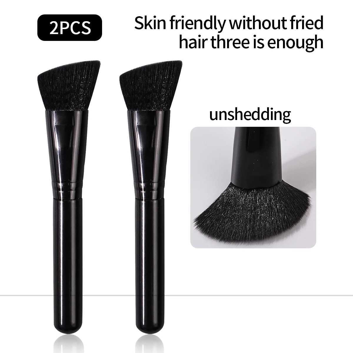 2025 Hot Sale 2Pcs All-Black Soft Bristle Blush Angled Contour Brushes Travel PortableHigh Value Non-Shedding for Daily Use L251110