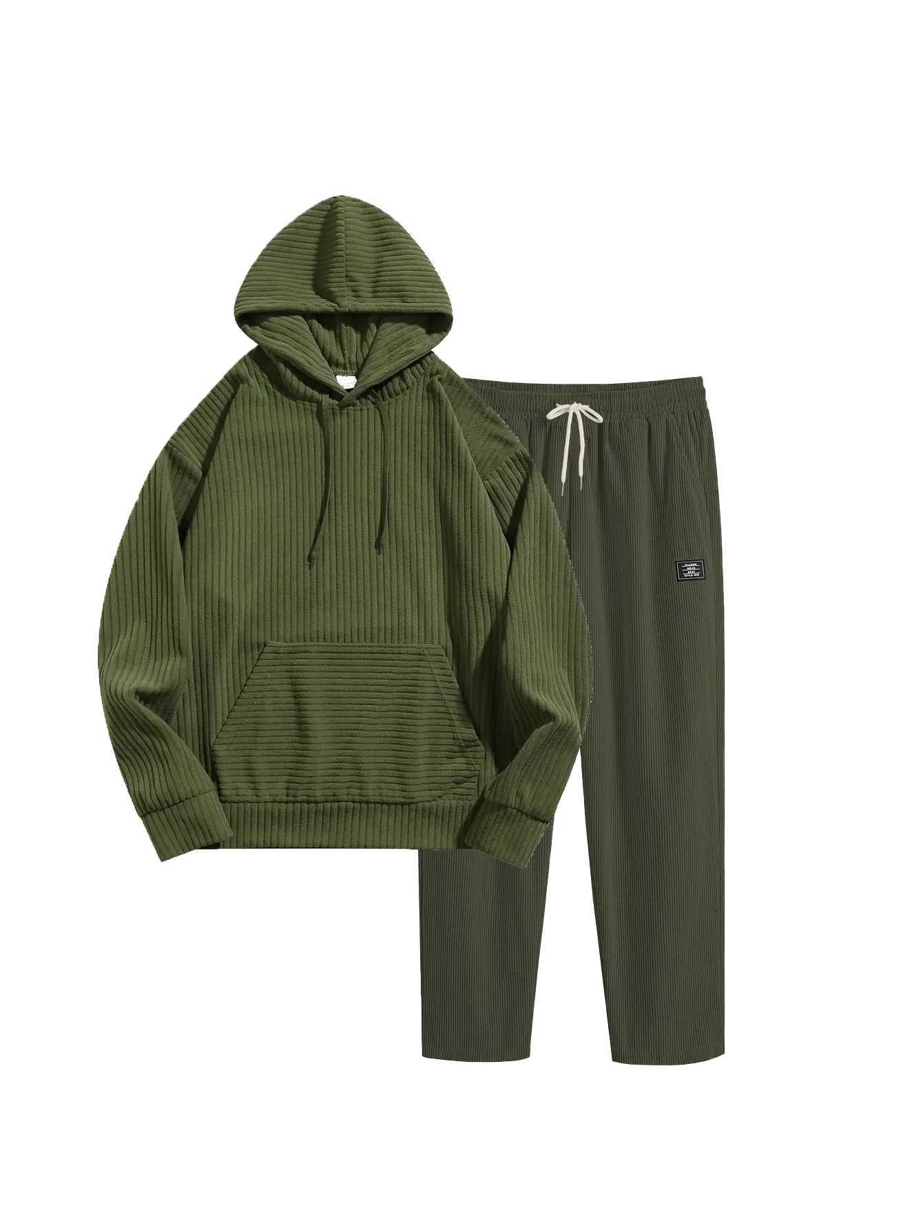 Mens fall/winter corduroy set must-have Thick warm neat fit Stylish for outings/work one set for easy outfits W251110