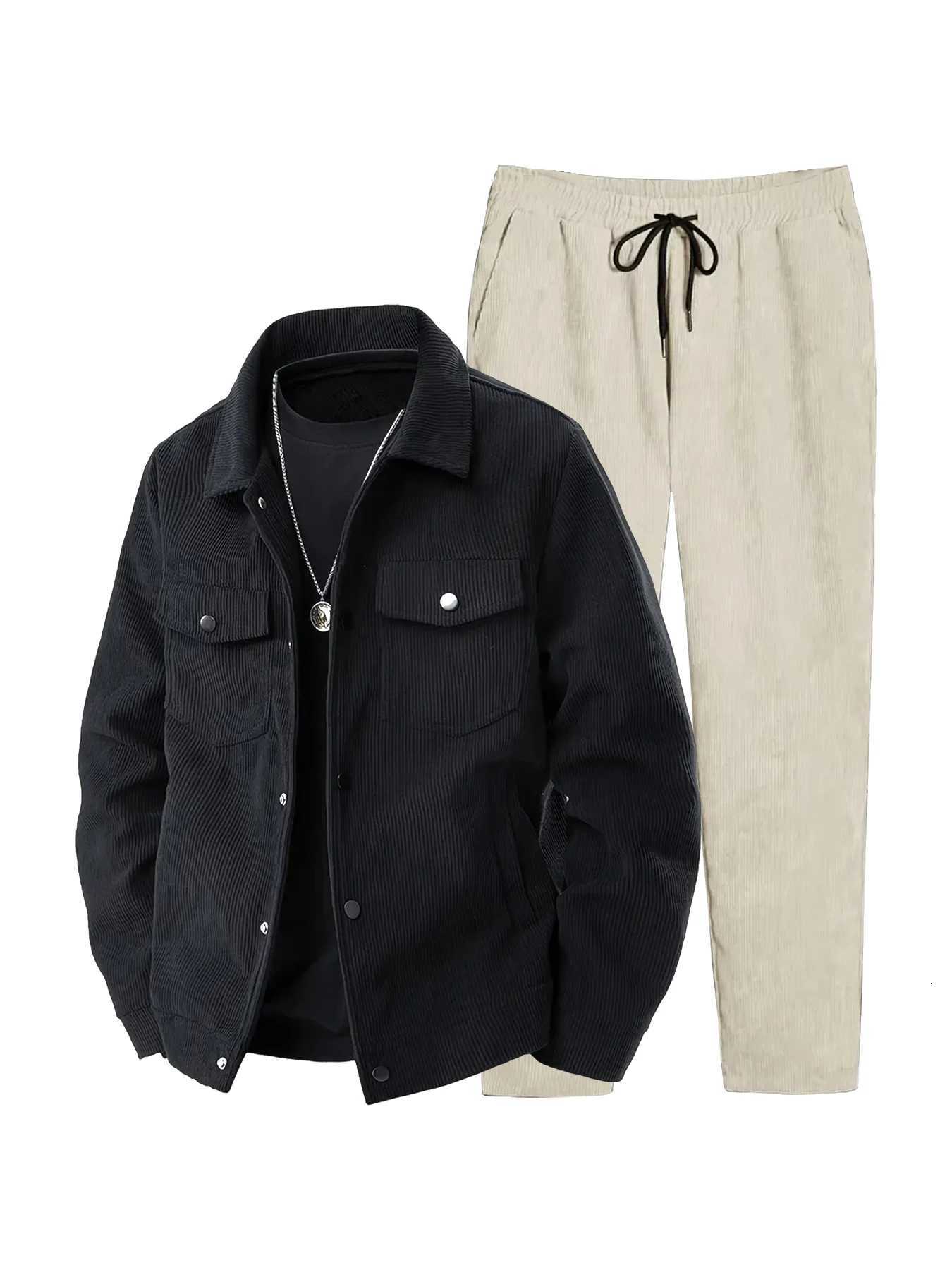 Mens fall/winter corduroy set must-have Vintage wrinkle-free fits all Warm for swings pairs well understated style W251110
