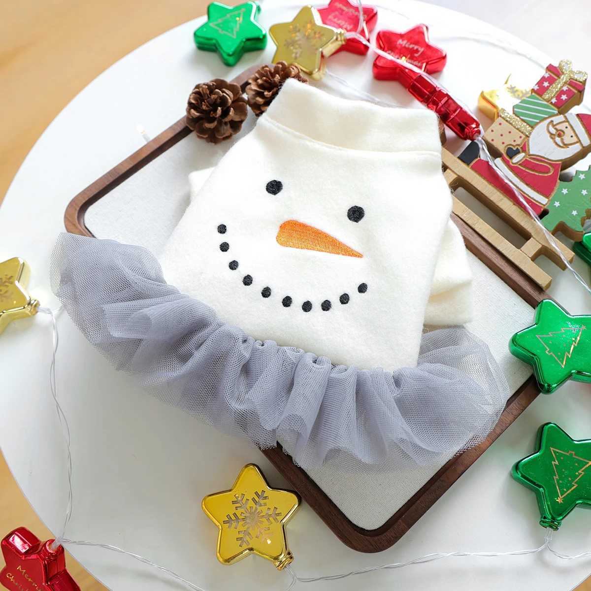Christmas Snowman Dress Pet Dog Cat Clothes Autumn and Winter Princess Dress White Splicing Gray Online Princess Dress J251110