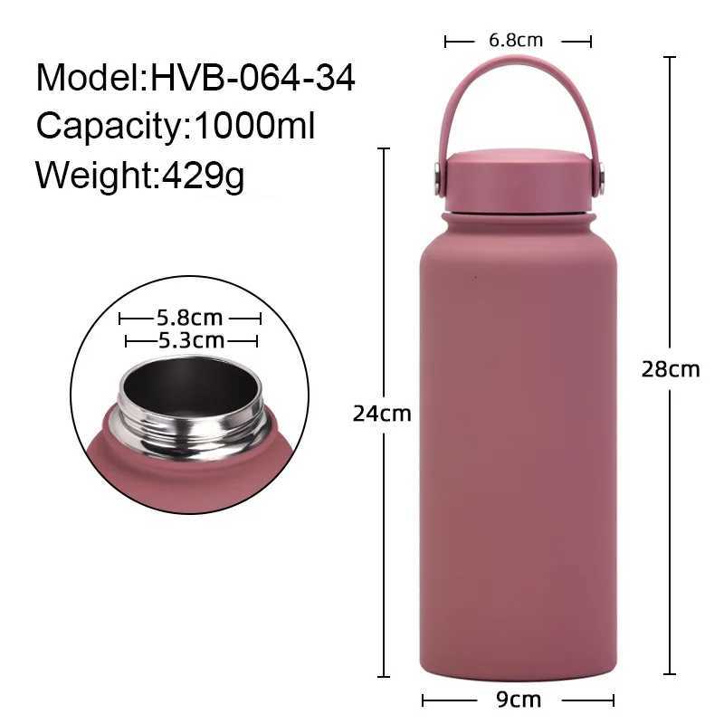 Fashionable cup skin feel 1L 34oz 1000ml double wall insated stainless steel thermal flask thermos vacuum water bottle with screw top Y251110
