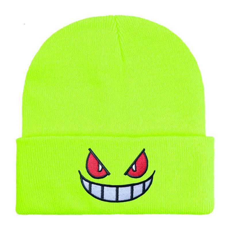 16 Colors Unisex Autumn Winter Outdoor Beanie for Men Women Knitted Gengar Hood Hat Embroidered Casual Outside Halloween HatsXJ251110